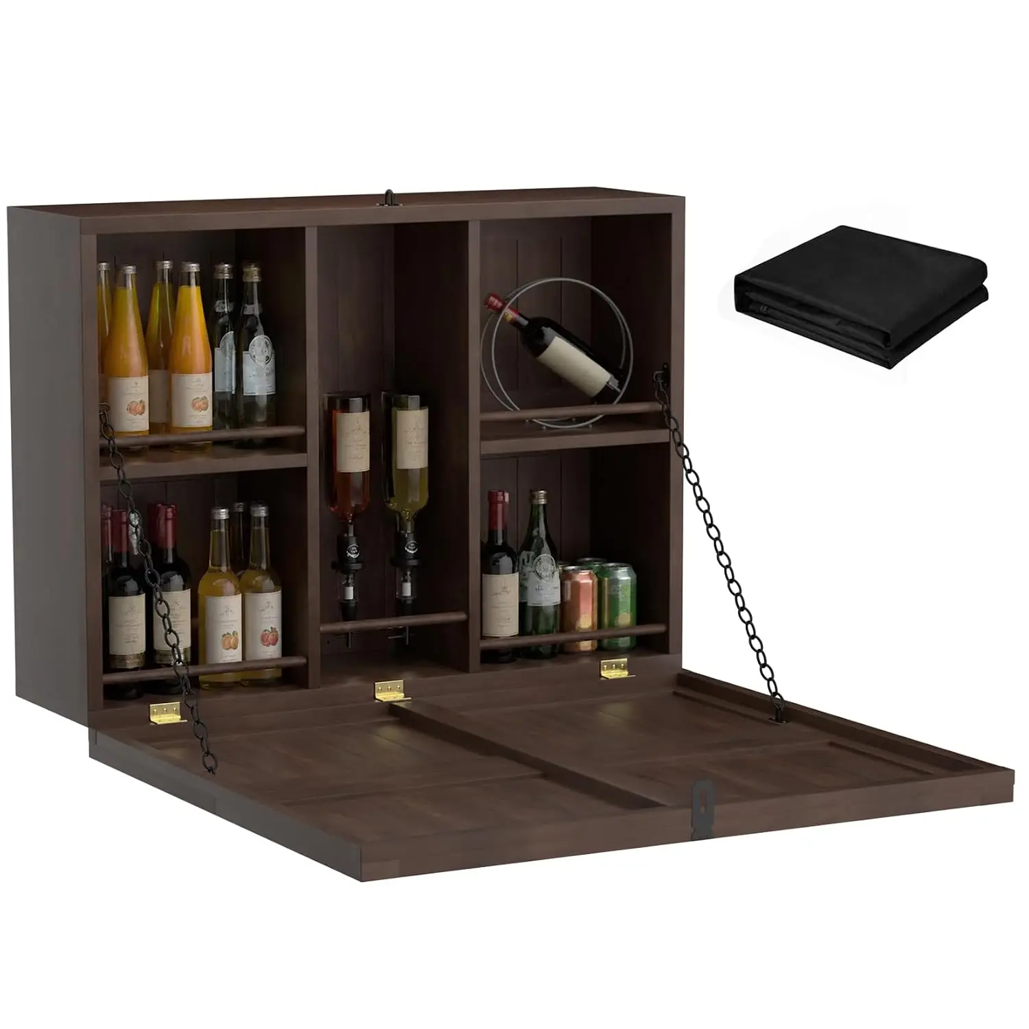 Wall-Mounted Solid Wood Waterproof Fold-Down Bar Storage Cabinet, Customized