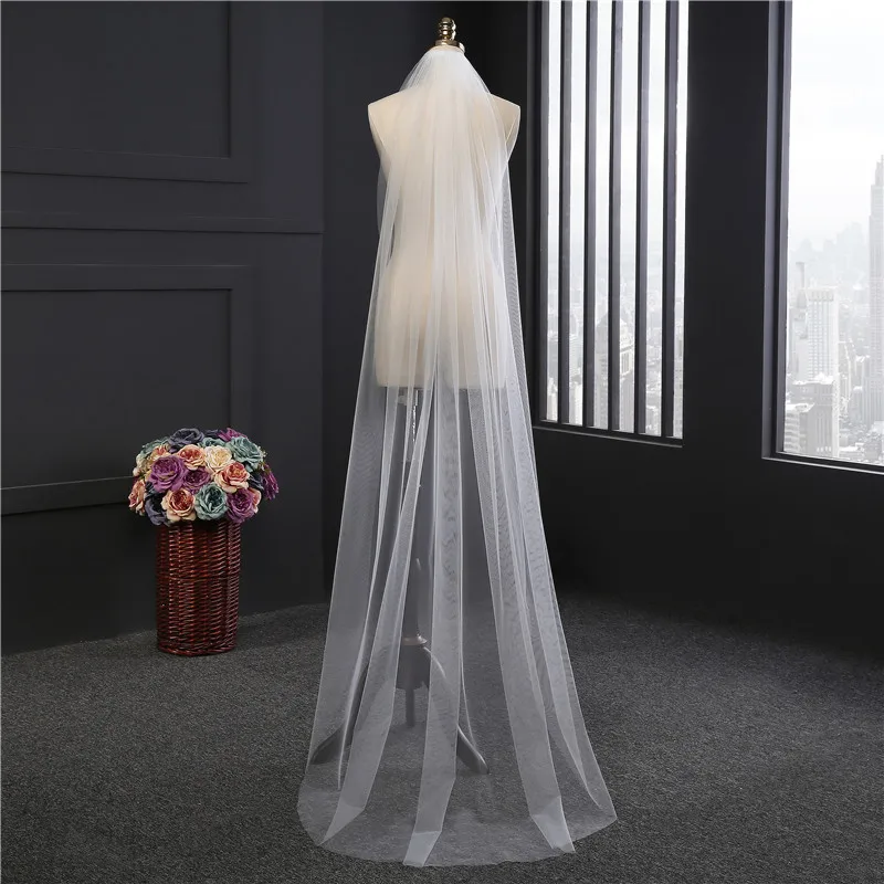 Elegant Bridal Veil with Comb 3 Meter 1 Layer/2 Layer White Ivory Simple Bride Cosplay Veils Wedding Accessories