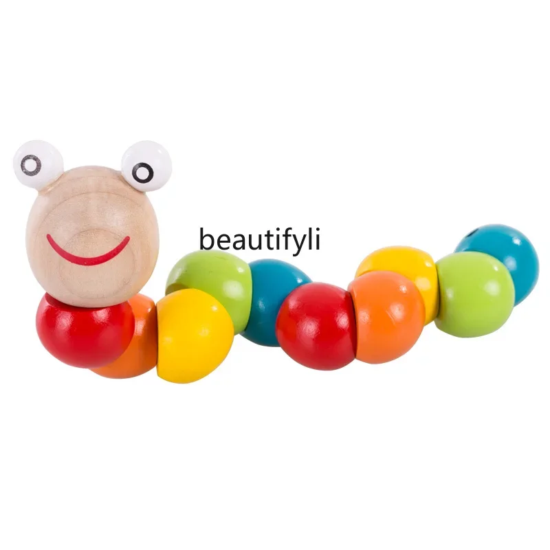 

Wooden Twister Worm Colored Caterpillar Baby Educational Toys, Rotatable Boys and Girls Gifts