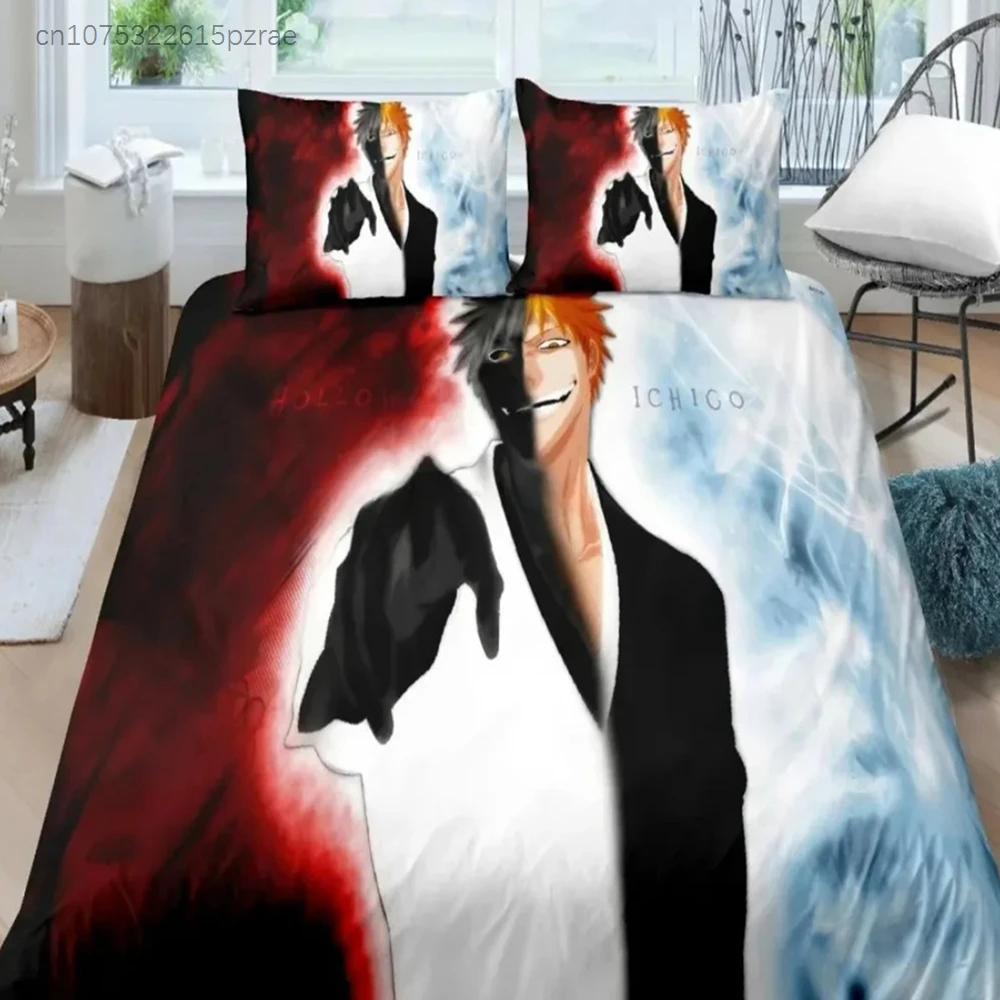 Anime Bleach Kurosaki Ichigo Bedding Set Kurosaki Ichigo Duvet Cover Pillowcase Double Twin Full Queen King Adult Kids Bedclothe