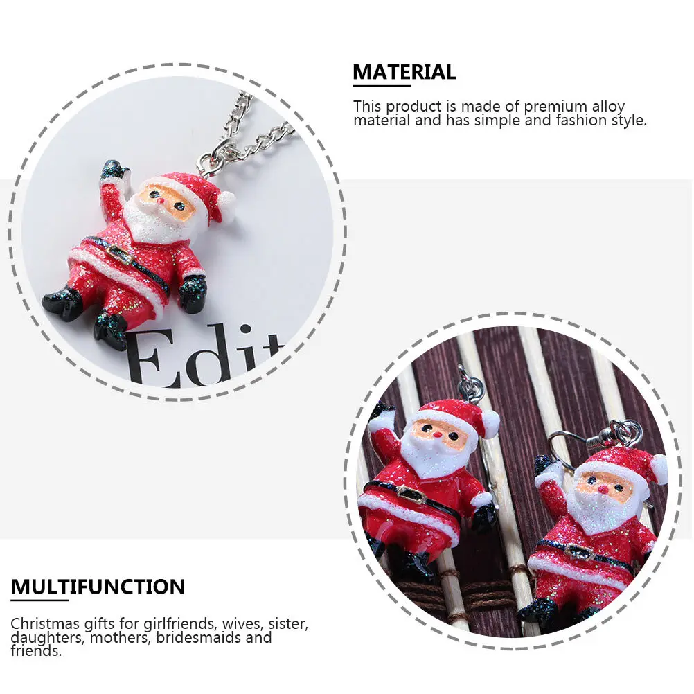 1 مجموعة عيد الميلاد قلادة القرط مجموعة سبيكة عيد الميلاد مجوهرات سانتا كلوز نمط عيد الميلاد حفلة موسيقية عطلة الكرتون قلادة القرط #6