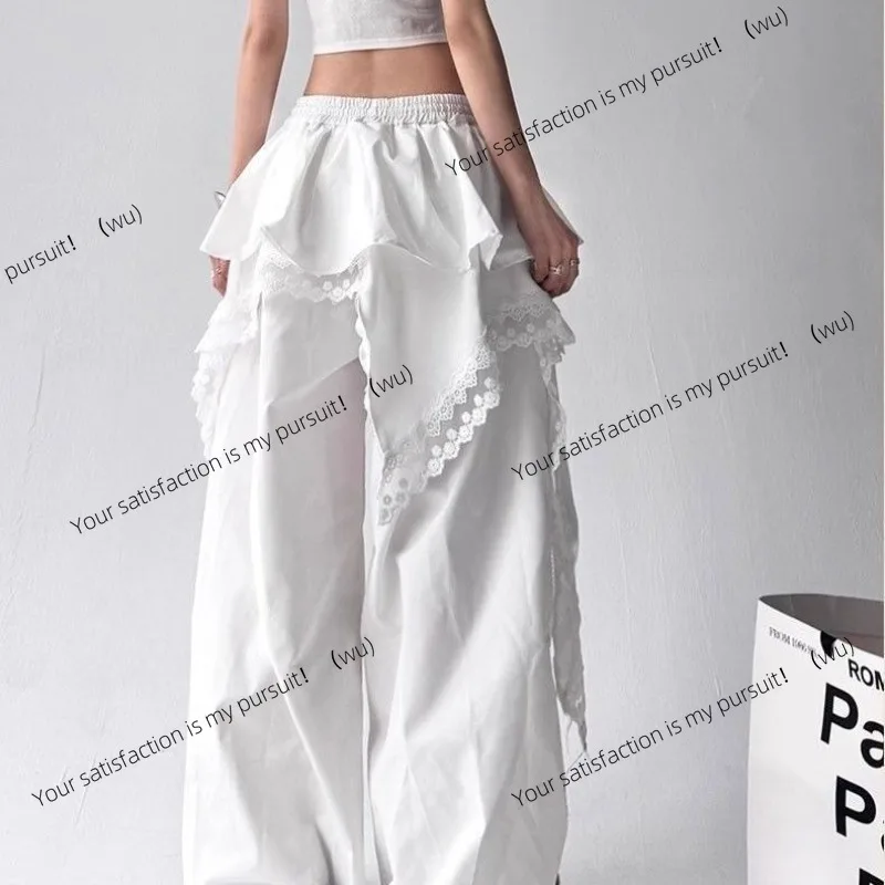 

ZOCI-высококачественная кружевная многослойная юбка, свободные брюки в стиле хип-хоп для танцев, сексуальные повседневные летние брюки для девочек, эластичный шнурок