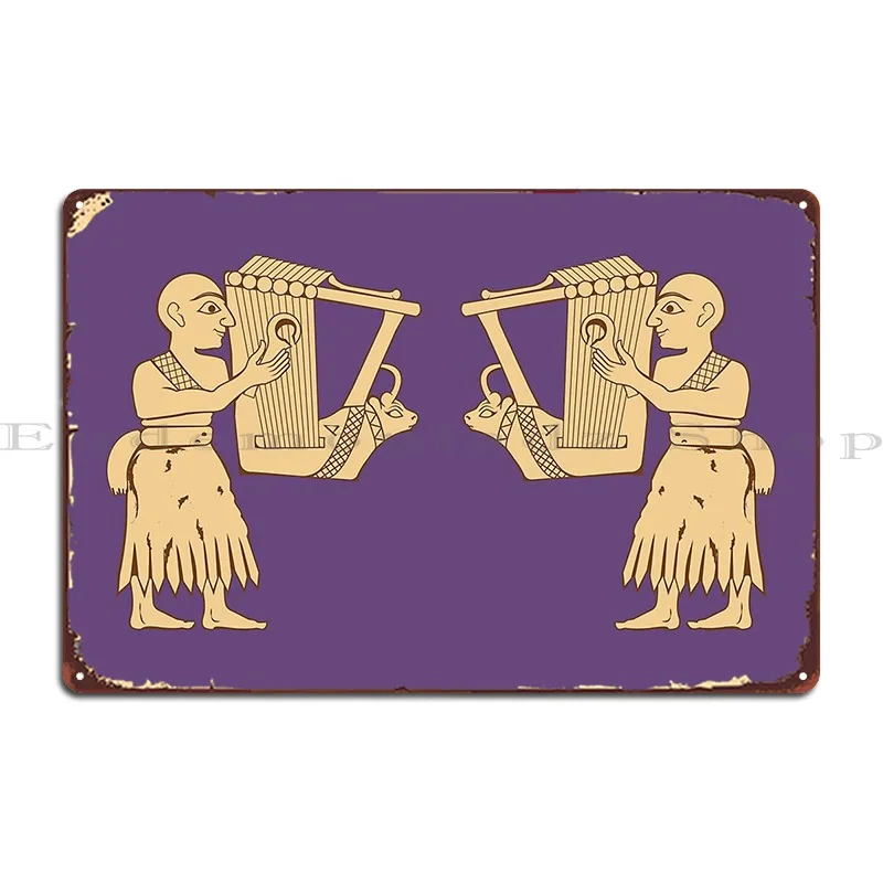 Sumerian Bull Lyre Metal Plaque Poster Create Character Cinema Decoration Club Tin Sign Poster