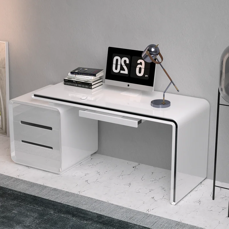 ミニマリストクラフトオフィスデスクかわいい収納スペース節約白いホーム引き出しオフィスデスクスタンディングスタディビウルコトレンディ家具