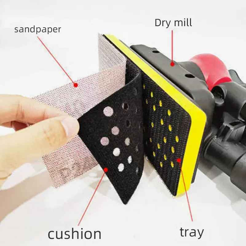 70*198mm 범용 트레이 공압식 사각 건식 그라인더 섀시 사포 샌딩 스틱 디스크 적합