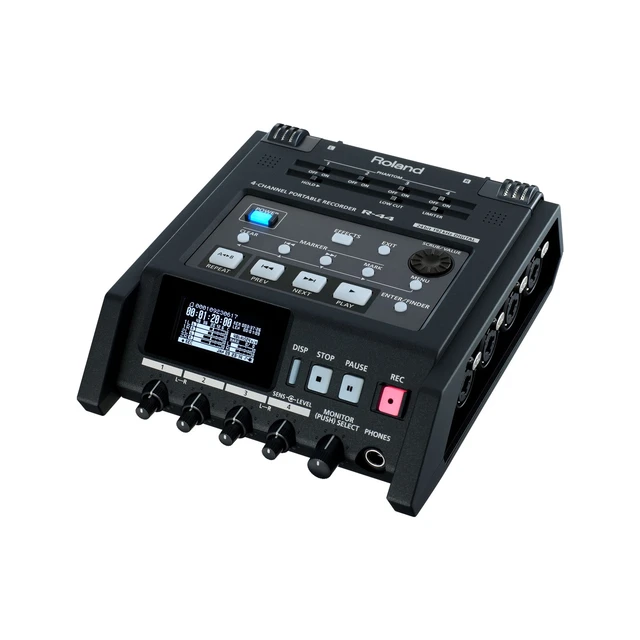 Roland R-44 Professional compact high-density four-track recorder Built-in  microphone and monitor speakers 48V phantom power - AliExpress