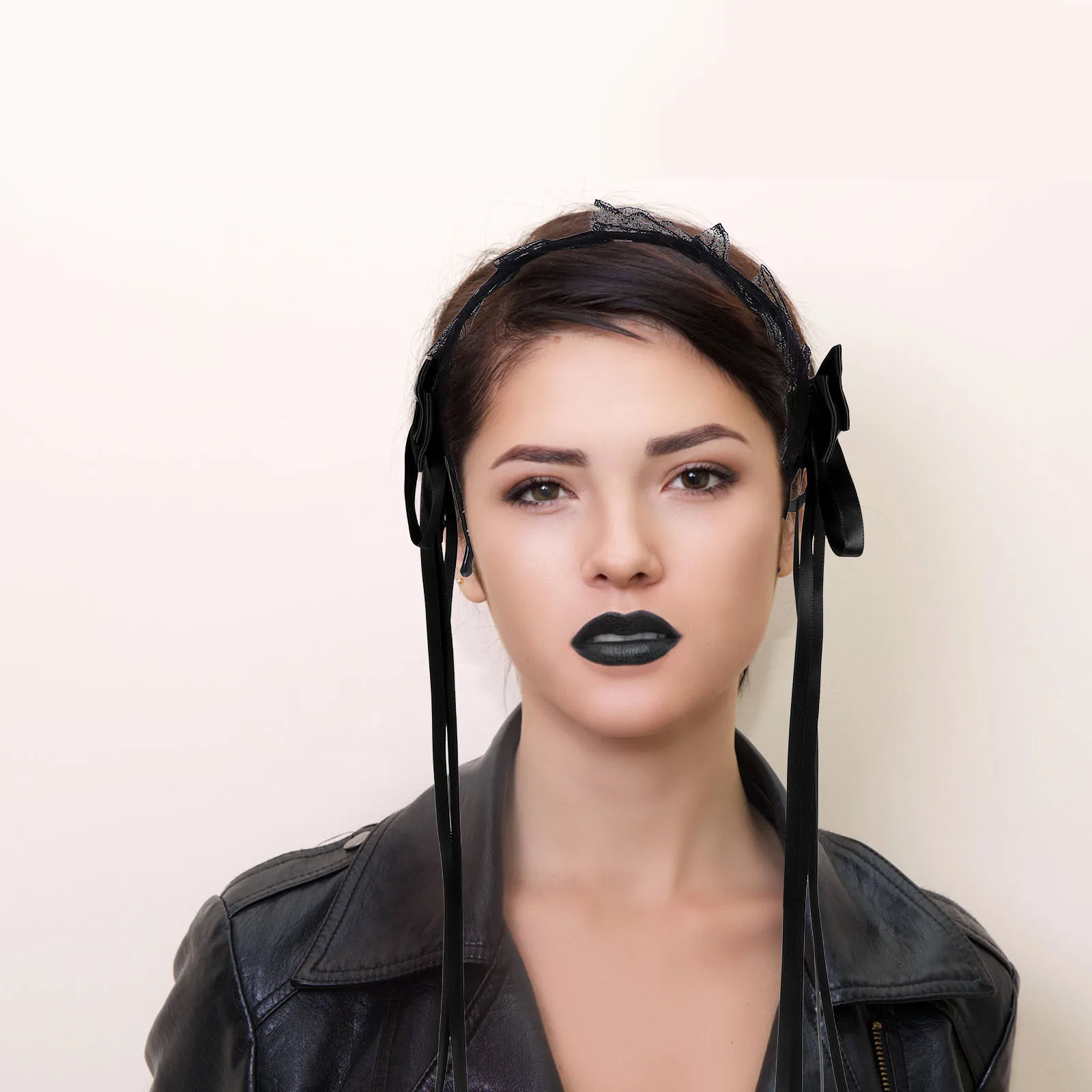 Japanese Lolita Lace Bowknot Headband Romantic Ribbon Hair Accessories for Cosplay Party Daily Wear Maid Costume