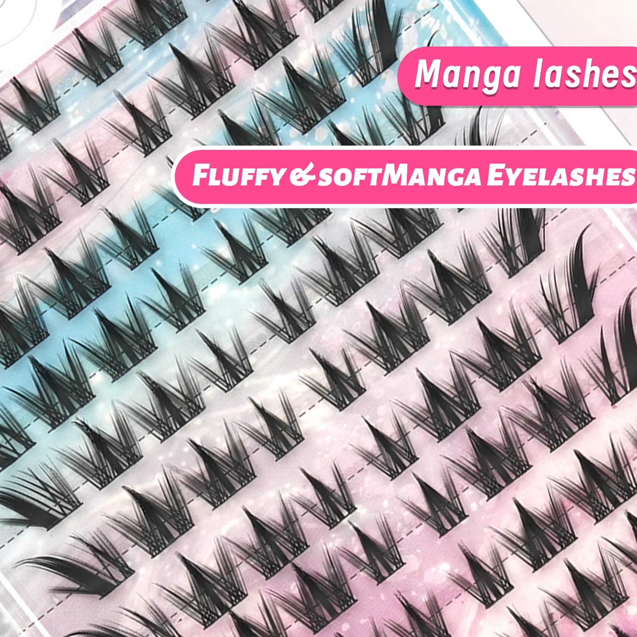 12 Rows Fox Eye Cluster Lashes Individual Segment Eyelashes Wispy Spiky D Curl DIY False Eyelashes Winged Look For Beginners