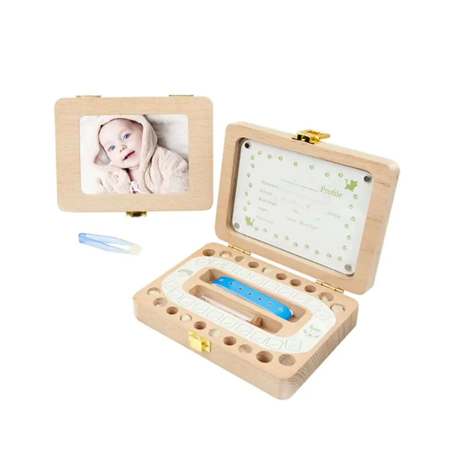 

Adorable Wooden Tooth House for Boys and Girls - Children's Teeth Box - Lanugo and Deciduous Teeth Storage - Fetal Hair Memory B