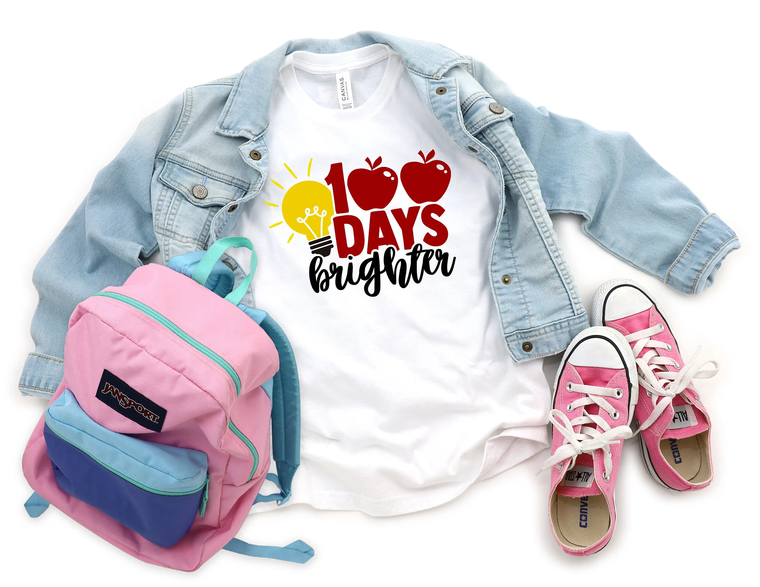 100 Days Brighter T Shirt Of School Teacher s Appreciation Back to Life