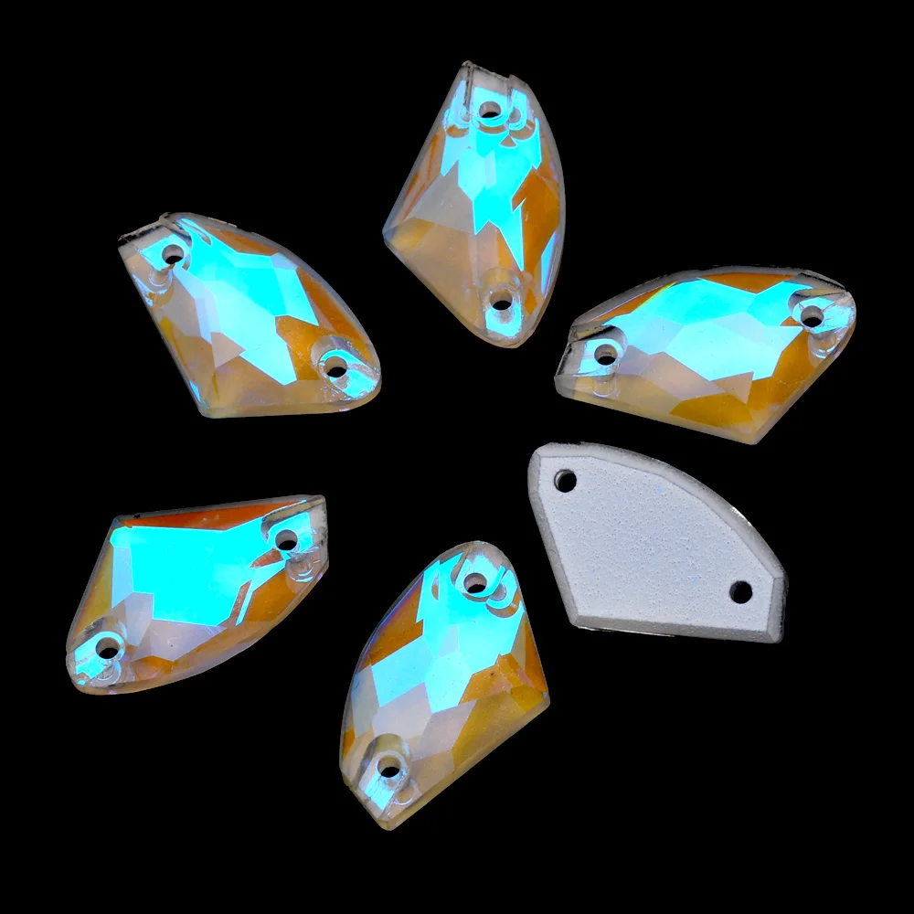 Neonfarbene K9-Glassteine mit galaktischen Kanten und Facettenschliff, flache Rückseite, Strasssteine zur Dekoration von Hochzeitskleidern, aufnähbare Kristalle – Detail 5