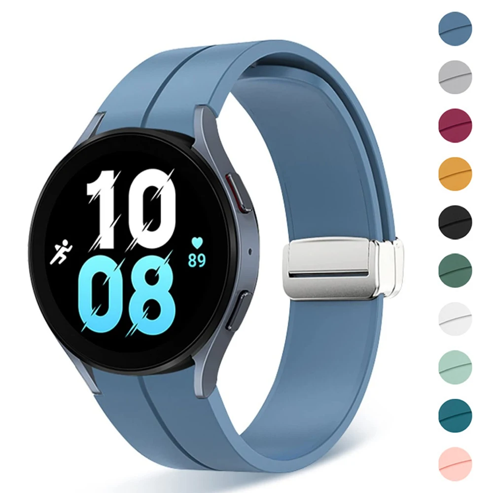 Original Silicone Strap for Samsung Galaxy Watch 6 5 4 44mm 40mm Watch5 Pro 45mm Magnetic Buckle Band Watch 4 Classic 42mm 46mm