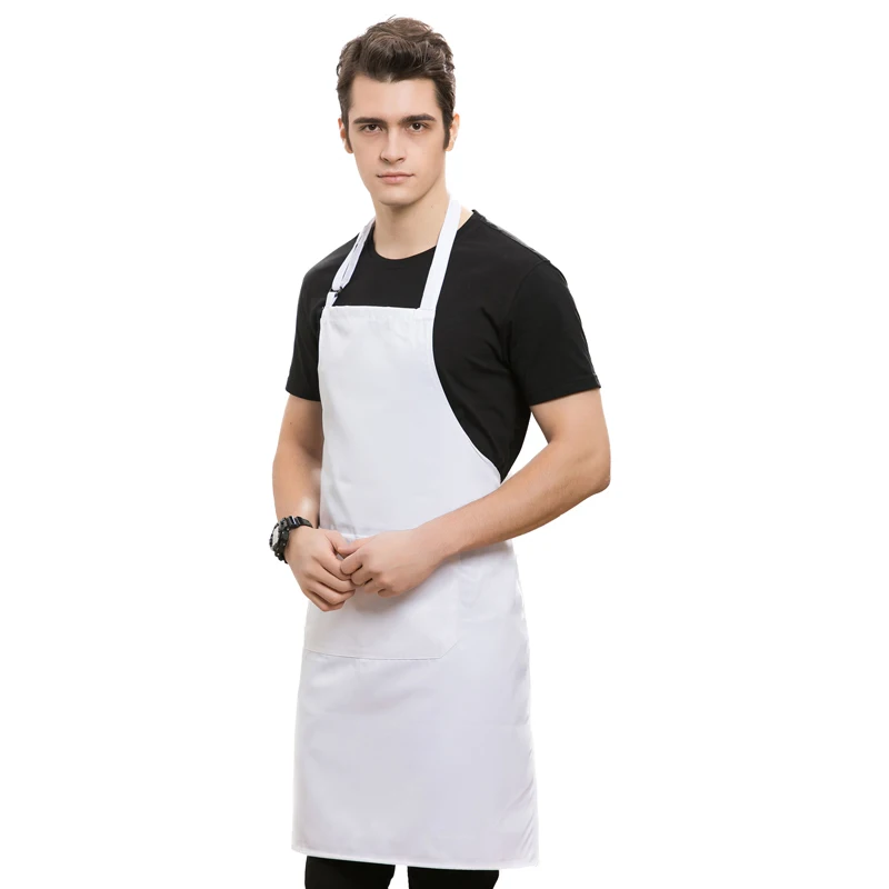 Custom Adjustable Chef Apron Kitchen White Grembiule For Cooking,Restaurant Coffee Sweet shop Reusable Style Apron