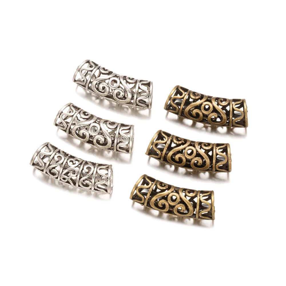 10pcs/Lot Metal Hollow Curved Tube Loose Spacer Beads for DIY Bracelets Necklaces Jewelry Making Decoration Accessories Crafts