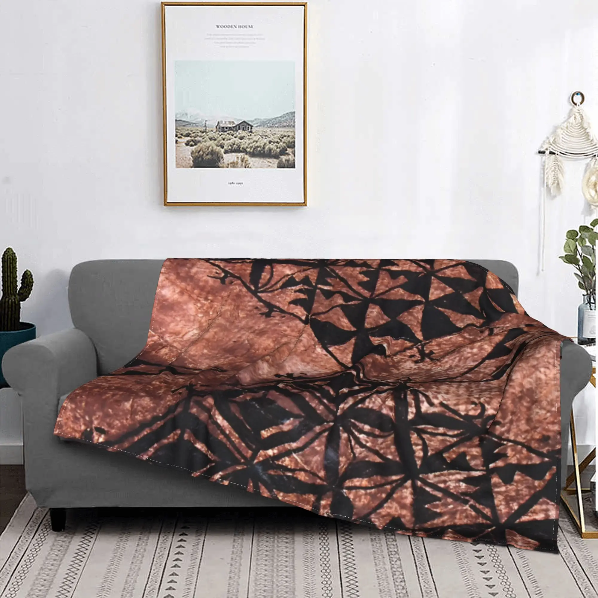 Polynesian Tongan Tapa Design Blanket Cover Flannel Tribal Ultra-Soft Throw Blanket for Bedroom Sofa Bed Rug