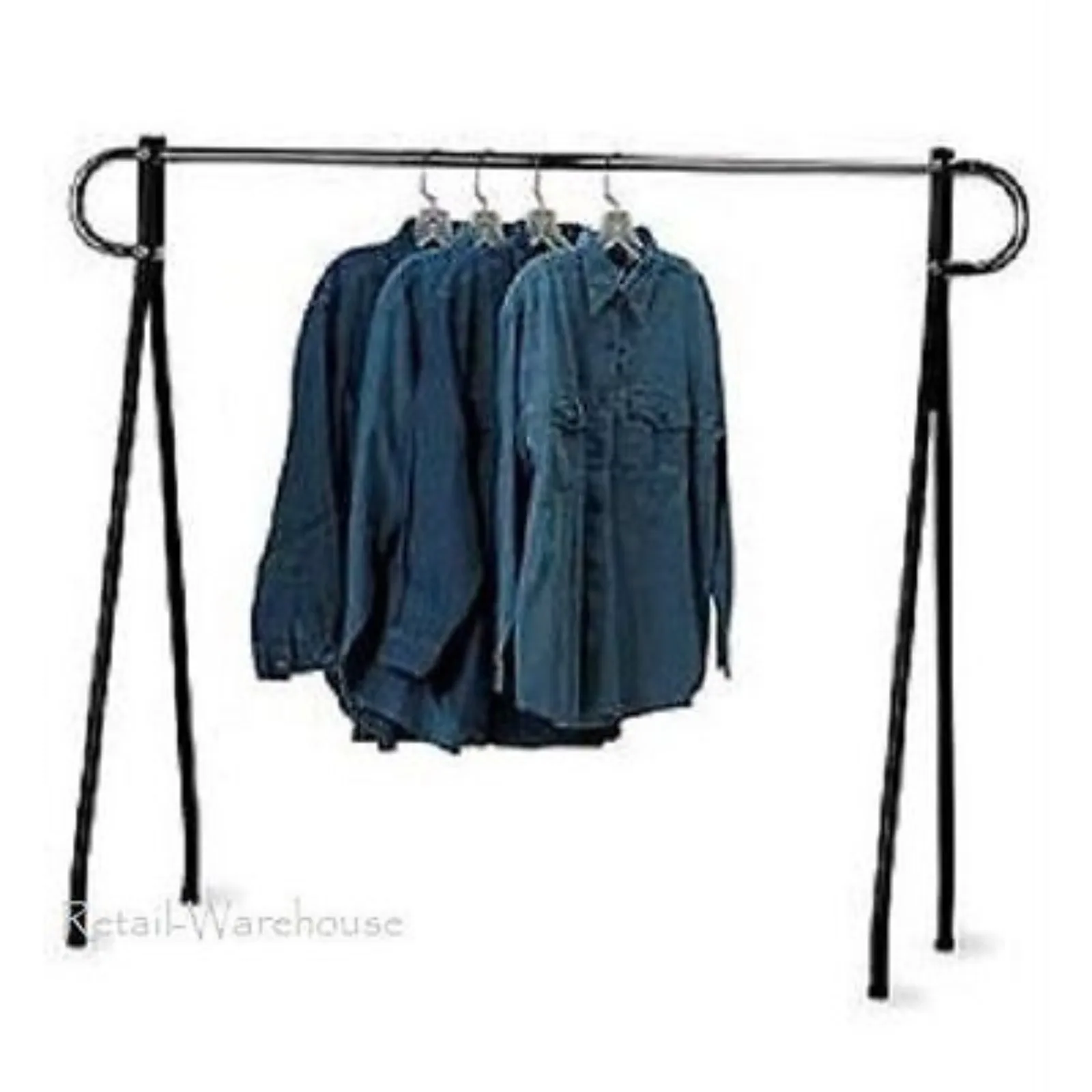 US Clothing Rack Black & Chrome Single Rail Retail Storage Garment Salesman 60 x 60