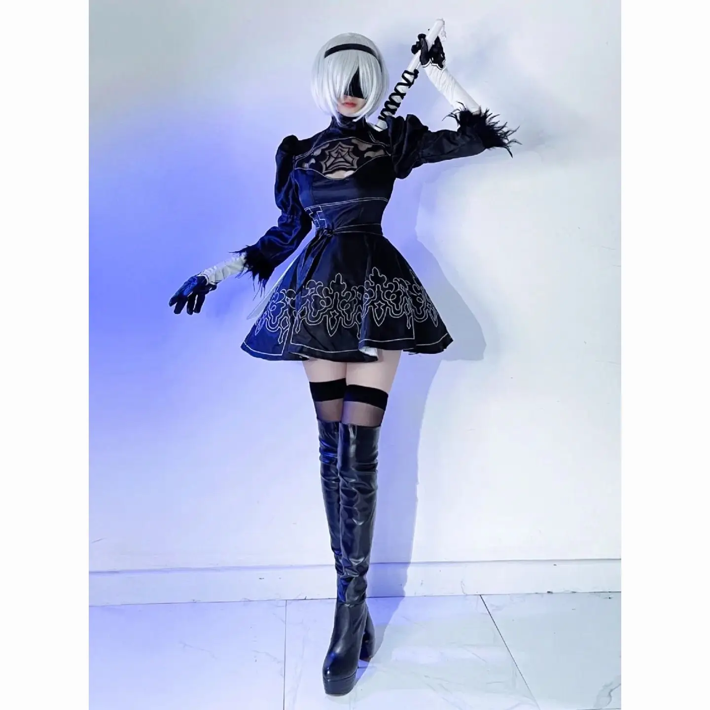 Japan Nier Automatas Cosplay Costume Women Anime Role Play Outfit Games Yorha 2B Disguise Dress Party Fancy Carnival Black Suit