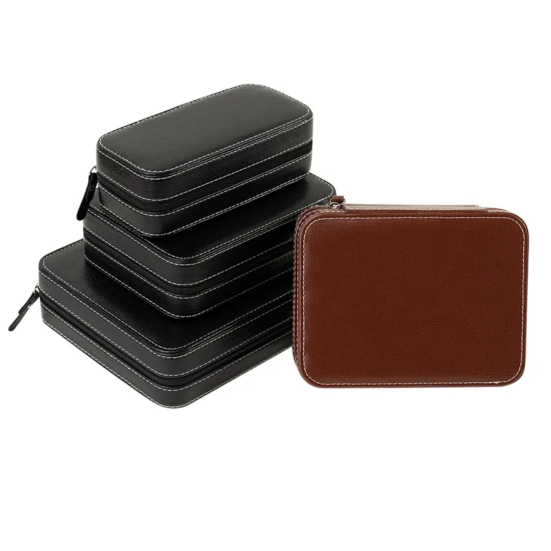 New Travel Dustproof Embedded Watch Box Zipper Portable PU Leather Storage Case Watch Display Box For Trips And Gifts