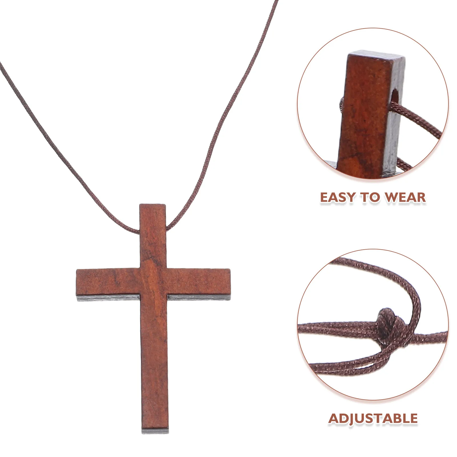 20Pcs Wooden Wood Cross Pendant Necklace For Car Rearview Mirror Decoration Christmas Car Decor Black Walnut