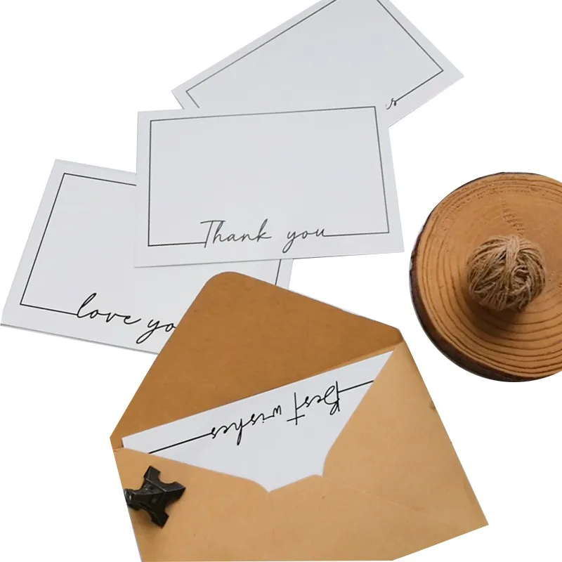 10Pcs/lot Retro Medium card with Kraft Paper Envelopes Colorful Vintage Wedding Invitation Envelopes Card