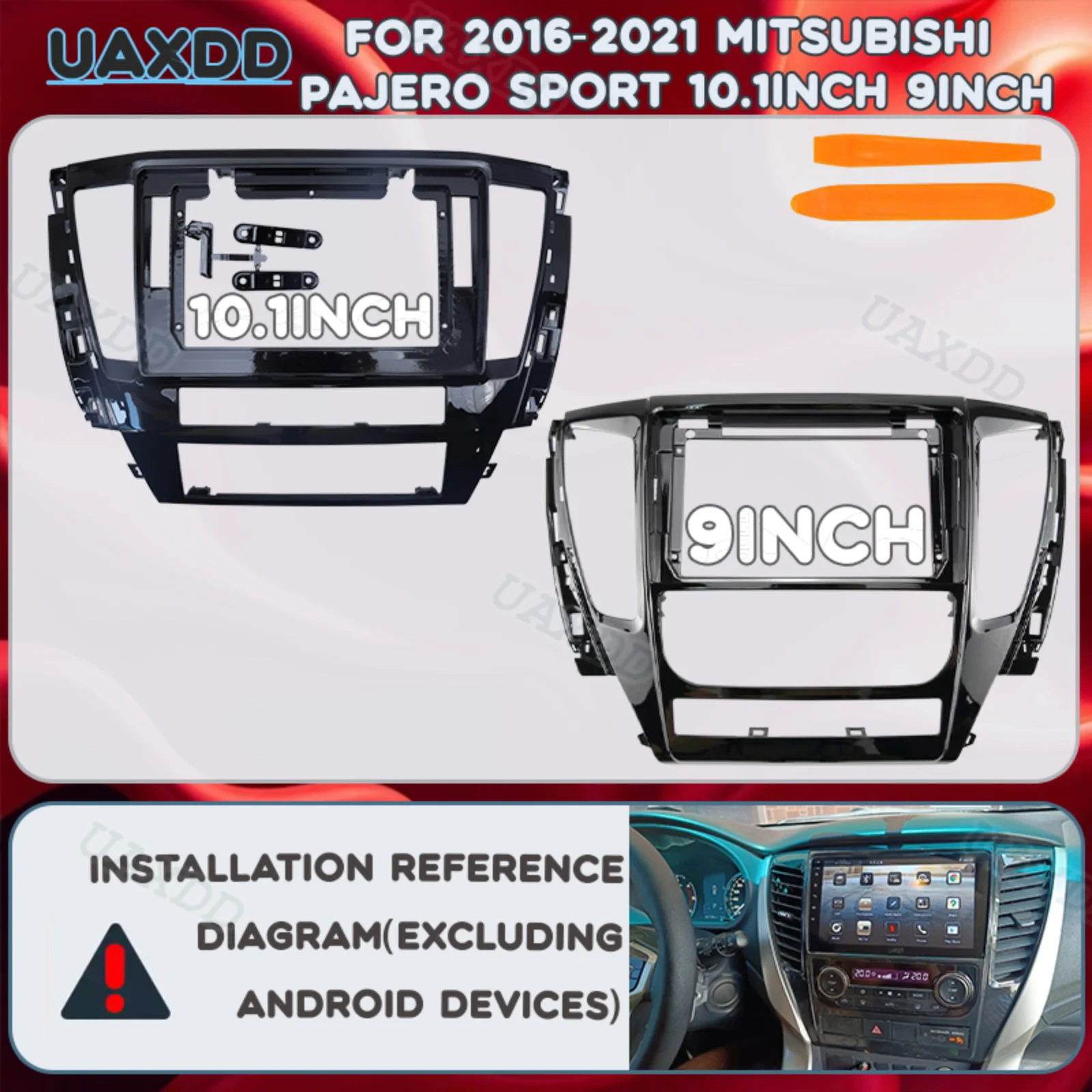 

2 Din For Mitsubishi Pajero Sport 2016-2021 Panel Kit Dashboard Car Frame Fascia 9/10.1 Inch plastic accessories center console