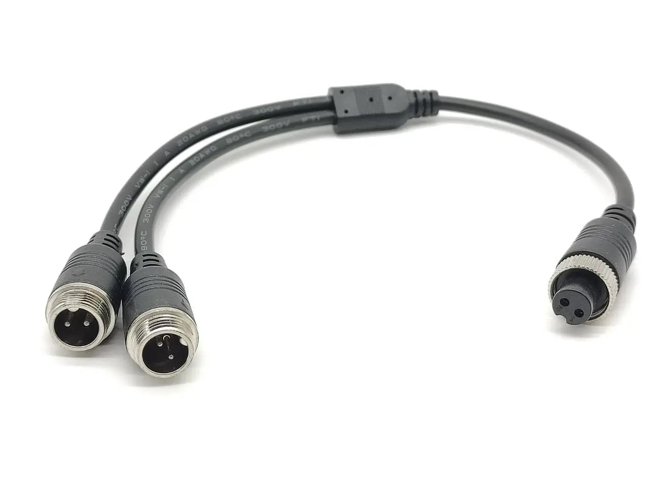 GX12 2 Pin Straight Cable Female to Male Y Type 1 to 2 20cm, Compatible with Aviation Audio and Industrial Applications