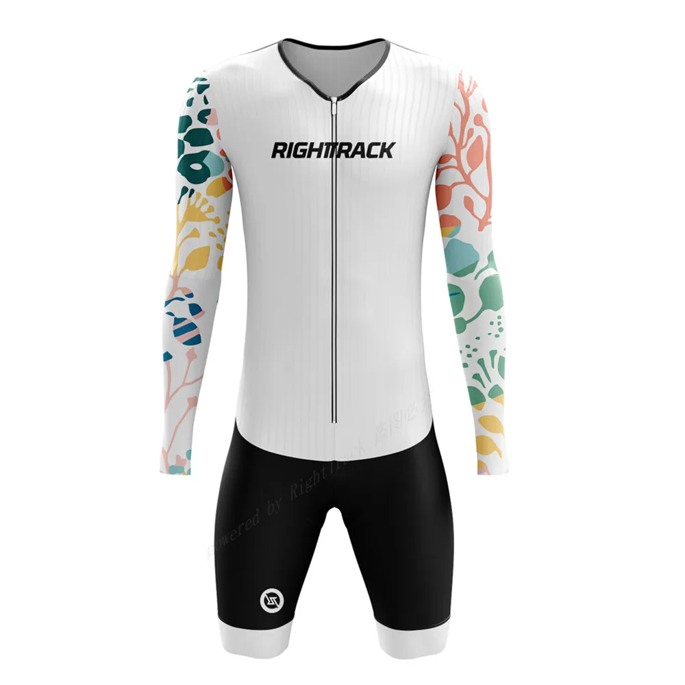 Righttrack Sport Cycling Men's Long SLeeve Skinsuit Gel Pad Riding Clothing Perforamce Tri Suit Road Bike Mtb Jumpsuit Uniforme