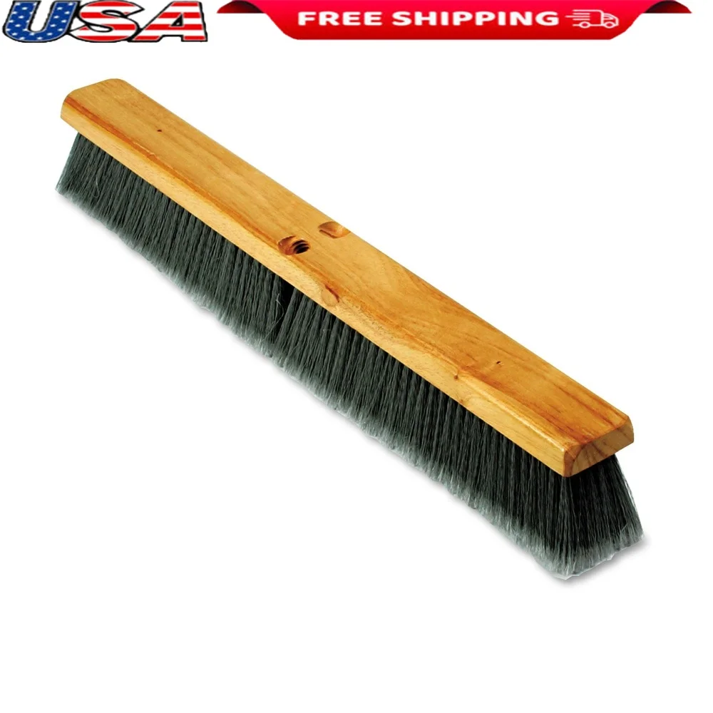 

Серый флагман, полипропиленовая насадка для щетки для пола, 24-дюймовый блок из твердой древесины, тонкая щетка для подметания, гладкие поверхности с отверстиями для резьбовой ручки