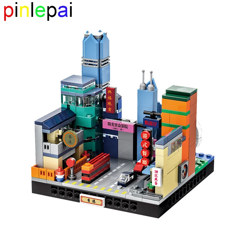 Pinlepai Wange Hong Kong Hongkong Building Block Blocks City Street View Set Sets Streetview Modular Moc Bricks Children Toys