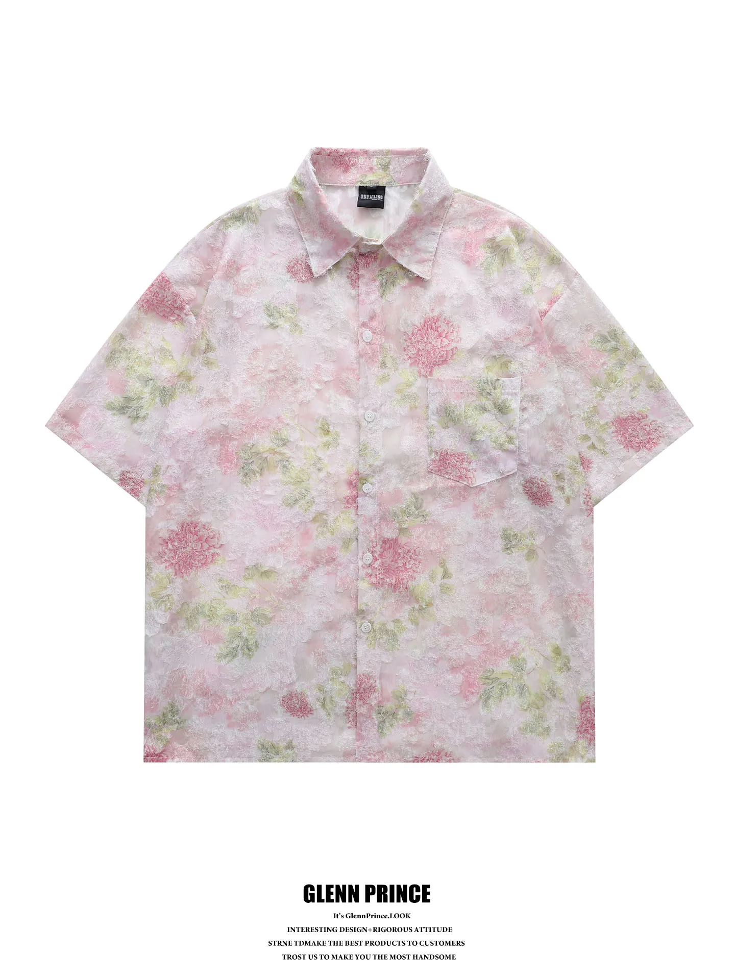 

GPstudio Men's Casual Floral Lace-Up Short Sleeve Shirt Summer New Style Beach Vacation Loose Fit Polyester Fiber T-Shirt