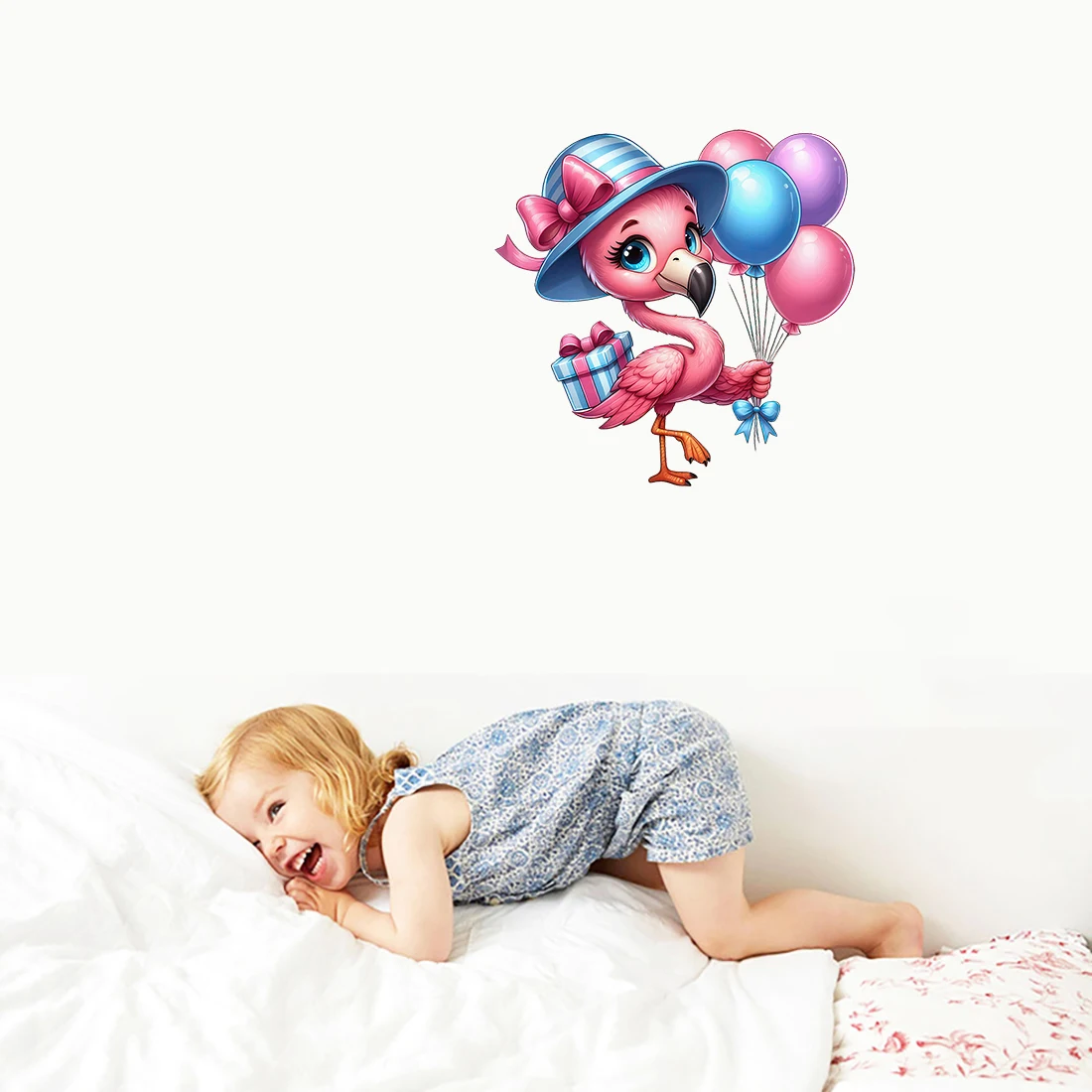 Three Ratels QMH60 Funny flamingo cartoon stickers  children's bedroom wall stickers  furniture decals toilet stickers