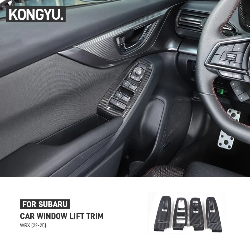 

For Subaru WRX VB 2022-2025 Real Carbon Fiber Car Window Lift Panel Frame Trim Cover Sticker Interior Decorative Accessories