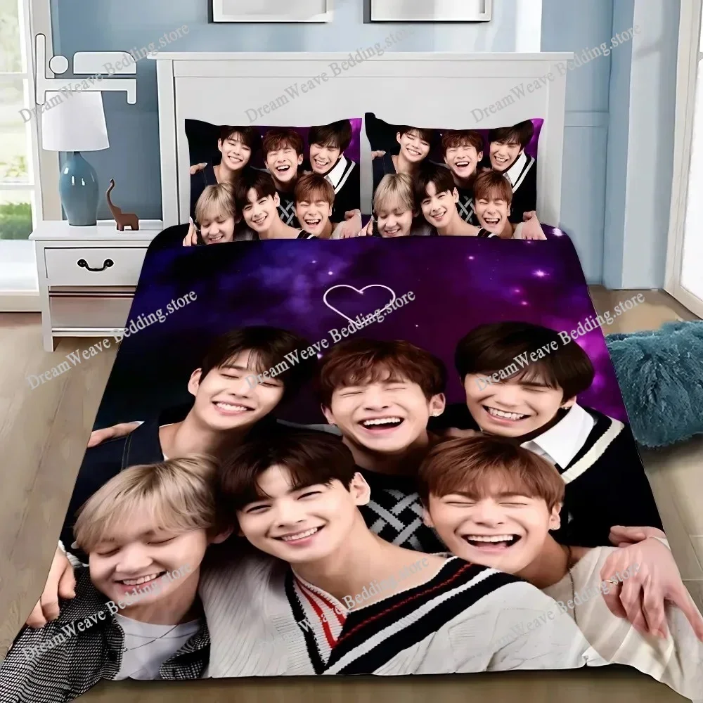 Exquisite 3D ASTRO EunWoo Wallpaper Korean Band Group Digital Printing Bedding Set Duvet Cover Comforter Bed Adult Girls Gift519