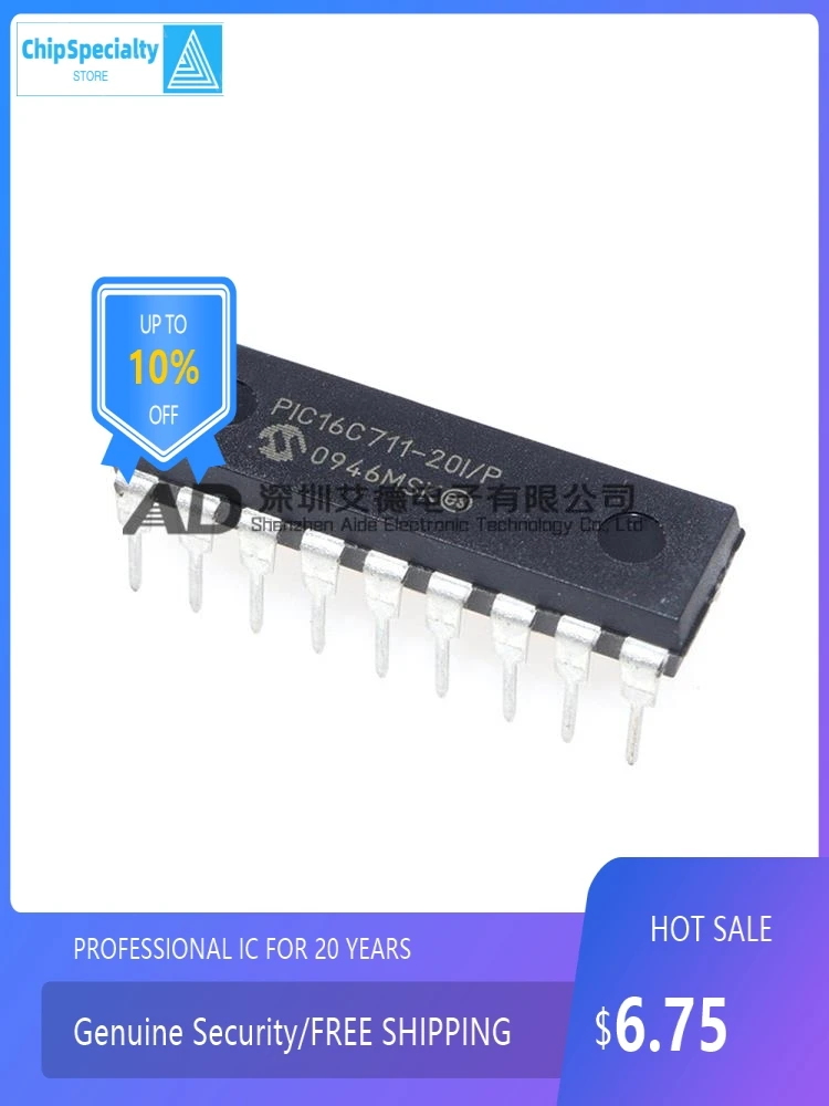 Original authentic PIC16C711-20I/P PIC16C711 silkscreen DIP-18 package microcontrol chip