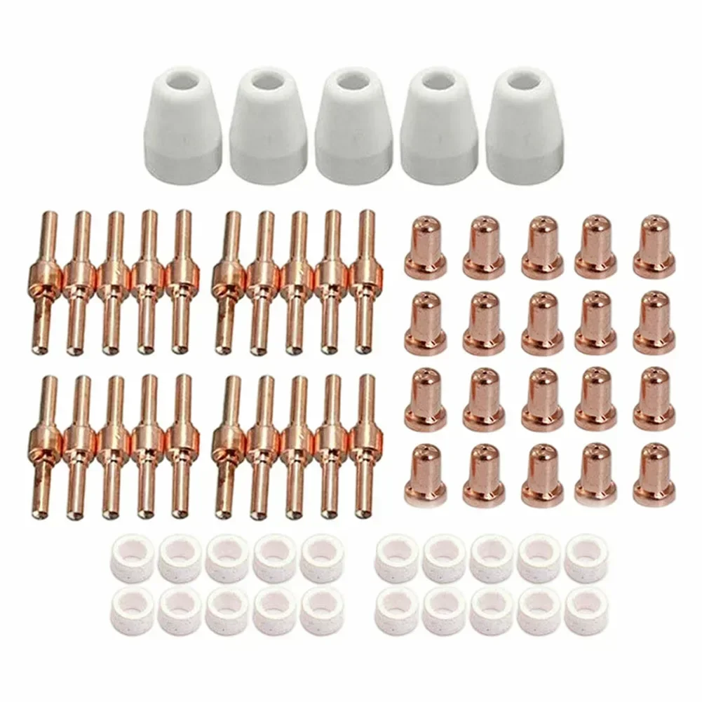 65pcs PT-31 Plasma Cutter Electrode Tips Set Copper And Plastic Ceramic Protection Cap Kit For Cutting Torch Parts