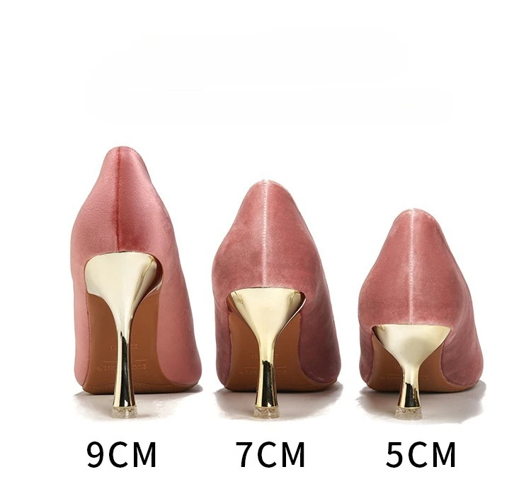 Size 30-44 Women's Pink Velvet Rhinestone Bow Pumps 2026 Pointed Toe Stiletto Heels for Wedding Party Evening Dress Plus Size view 5
