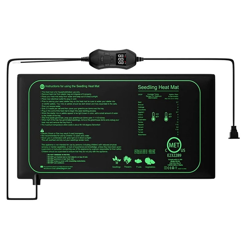 2X 50W Seedling Heat Mat With Thermostat With Temperature Setting From 5℃ To 42℃ For Plants Growth,Germination EU Plug