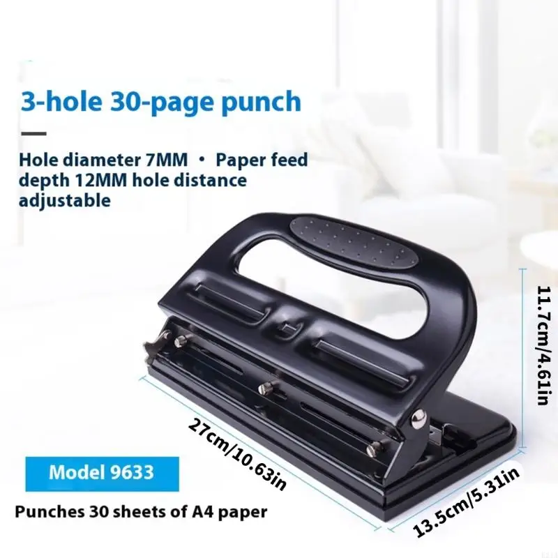 Heavy Duty 3 Hole Puncher 30 Sheet Capacity Ergonomic Labor Saving Paper Punches