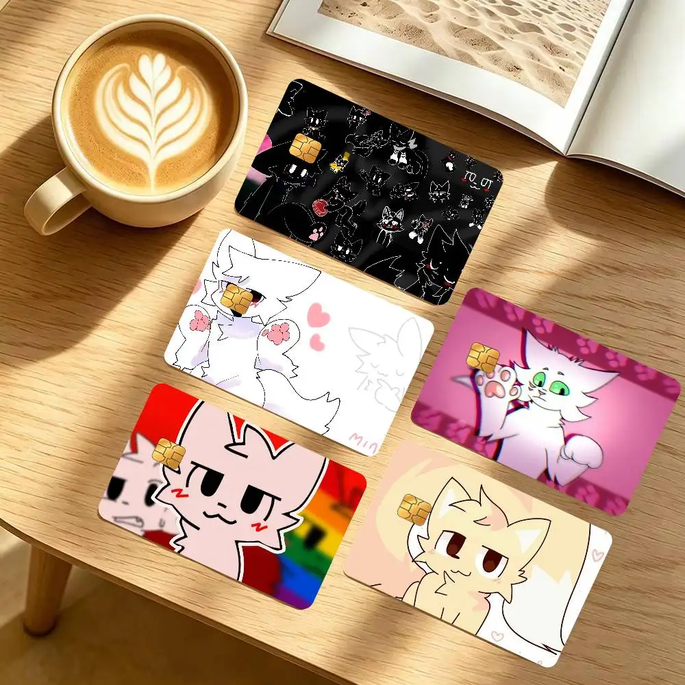 Kawaii-B-boykisser Silly Cat Coasters    Anmie 4pcs 1Set Sticker Film Skin Cover for Credit Card Debit Bank Card Front