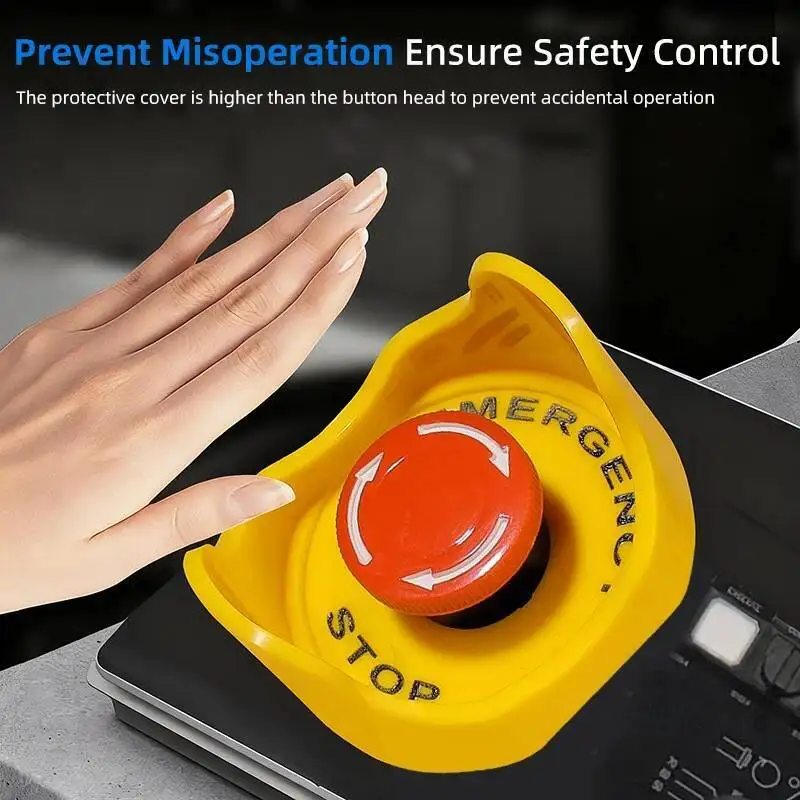 

2 шт. защитных колпачков от случайного нажатия для кнопок аварийной остановки, предупреждающие защитные аксессуары для основания кнопочного выключателя 16/19/22/25/30 мм