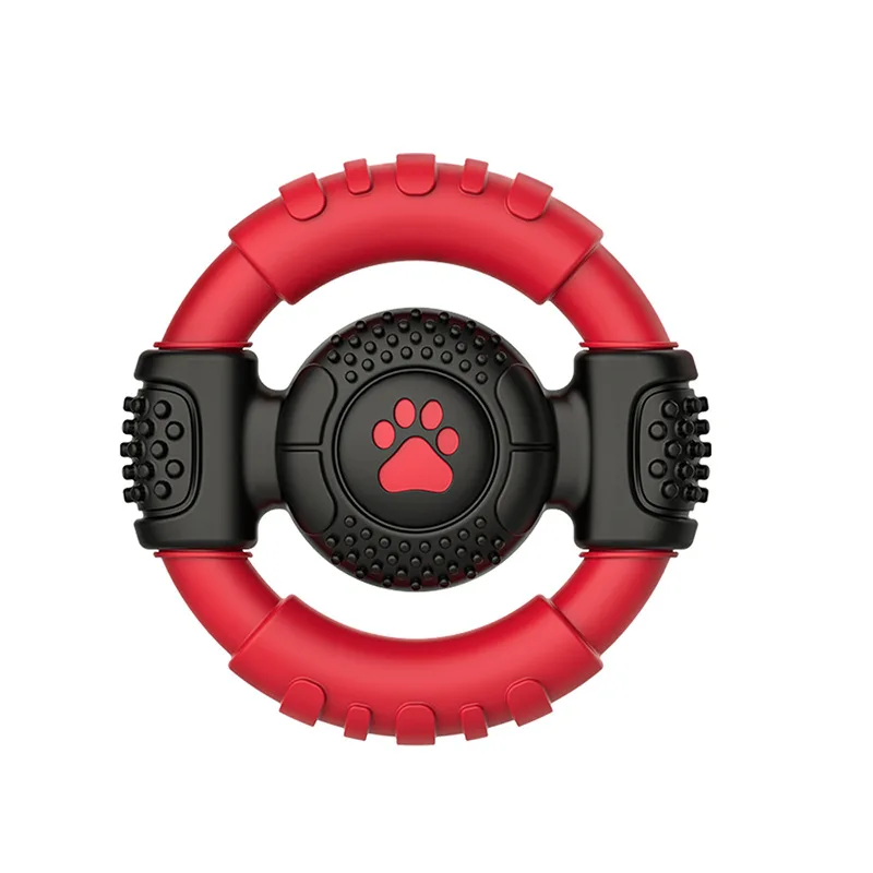 Nylon Rubber Pet Supplies Steering Wheel Squeaky Tough Dog Chewing Toothbrush Dog Teeth Cleaning Toy