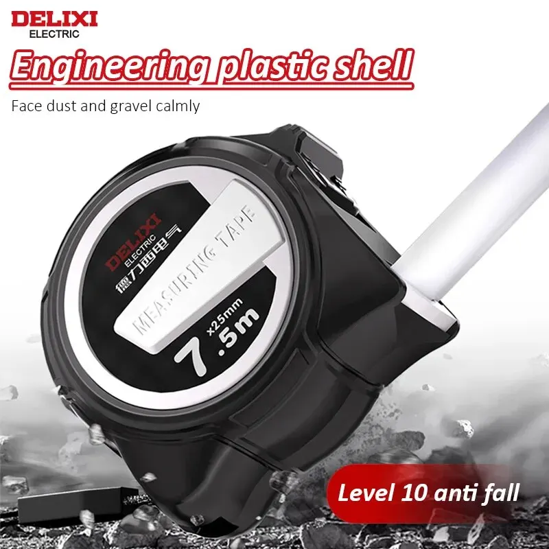 مقياس شريط فولاذية كهربائي DELIXI ، مقاوم للسقوط ، سميك ومتين ، مسطرة صندوق مقاومة للاهتراء ، m * 25 #5