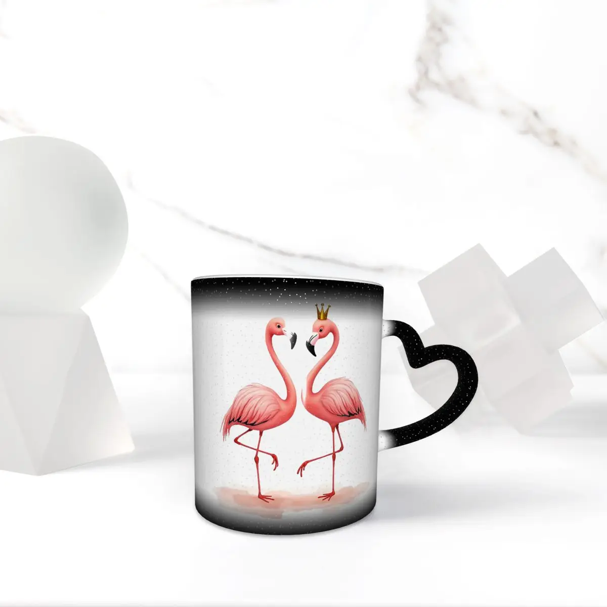 Taza de Cerámica con Flamenco Rosa Real con Corona, Tazas Divertidas para Café, Té, Leche, Regalo para Hombre o Mujer