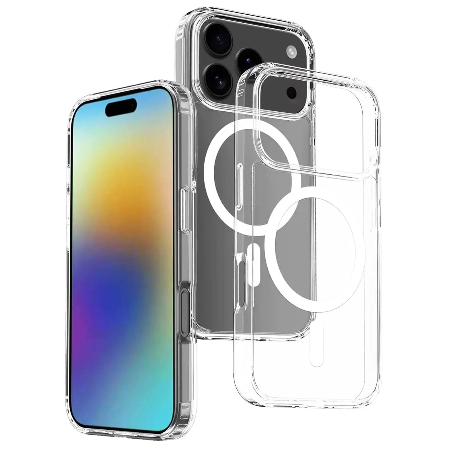 

Чехол для iPhone 17 Pro Max, прозрачный, нежелтый, магнитный, защита объектива, противоударный, угловой, прозрачная, с мягкой рамкой, жесткая задняя крышка