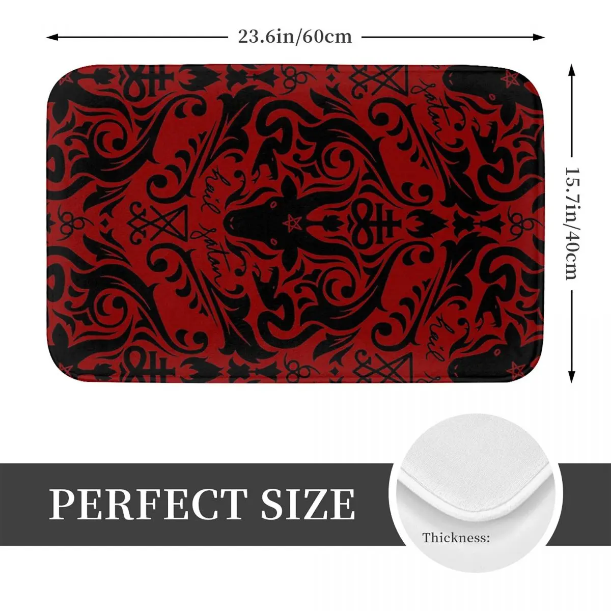 Damask - Hail Satan (Black And Red Default) Doormat Kitchen Entrance Home Floor Mat Non-slip Carpet Rug for Living room Footpad