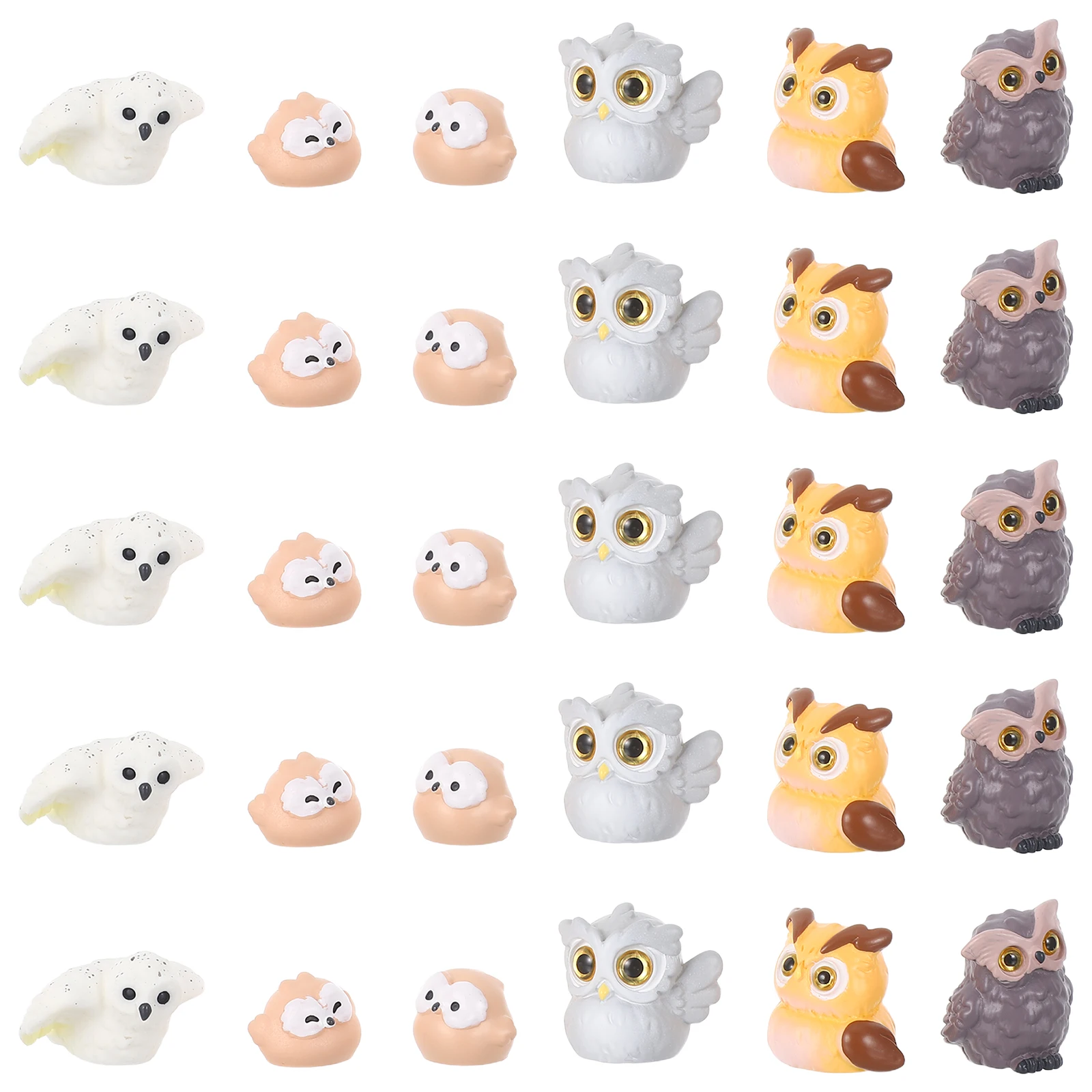 30 قطعة تماثيل راتينج البومة المصغرة ديكور الجنية حديقة مصغرة وعاء عصاري الحرفية تررم البومة الصغيرة الحلي