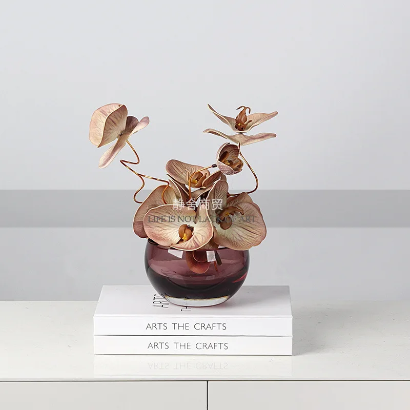 PYJ modern light luxury glass vase flower arrangement simulation flower small fresh round flower device