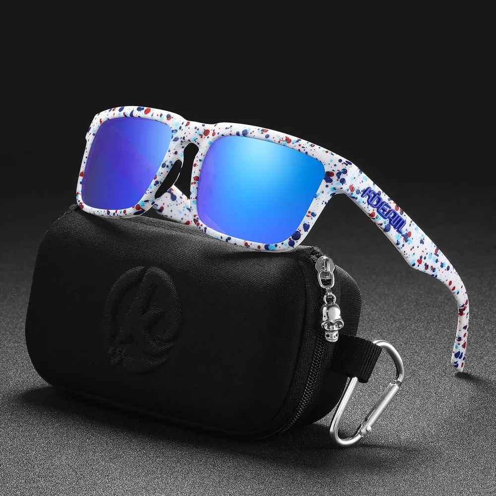 Neue hochwertige quadratische Sonnenbrille für Herren der Marke KDEAM, farbige Sport-Polarisations-Sonnenbrille mit reflektierender Beschichtung und verspiegelten Gläsern – Detail 33