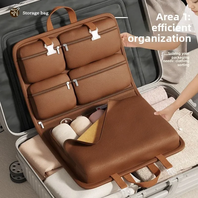 7-in-1 Big Bag Compressed  Travel Storage Bag Hanging Organizers Underwear Sub-packaging Artifact Clothes Zipper Bag