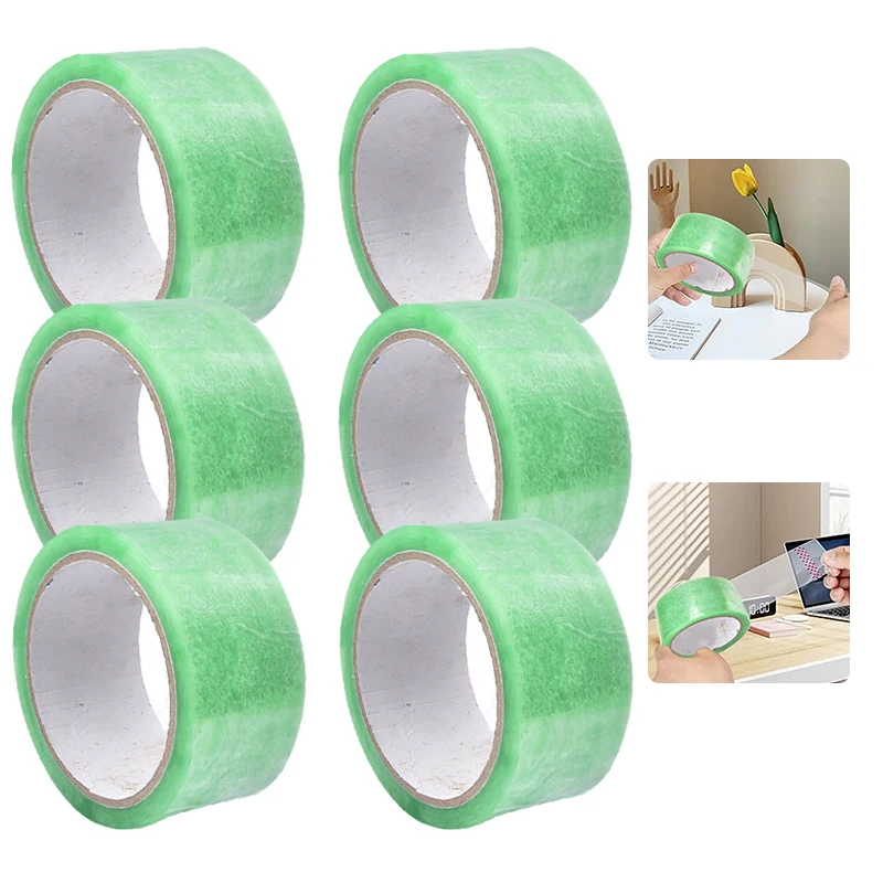 1800inch/Roll Transparent Green Tape Packaging Tool Office Packing Supplies Waterproof PP Material Durable Written As Marking